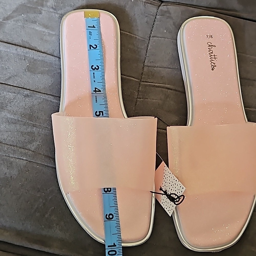 Chatties Women Light Pink Glitter Slide Sandals White Soles ManMade Size 7/8 M - Picture 8 of 8